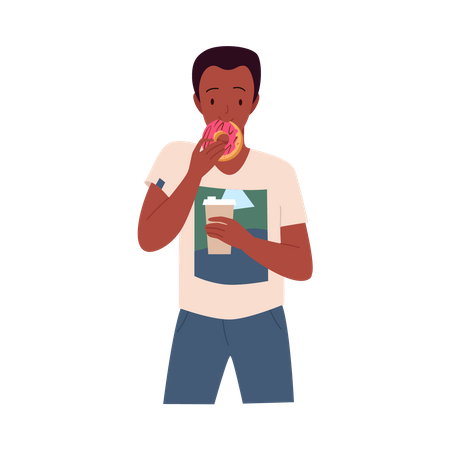 Man Having Food  Illustration
