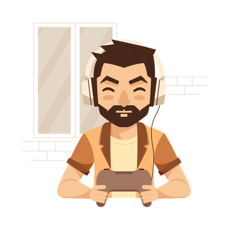 Man Having Gaming Addiction  Illustration