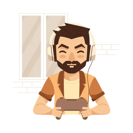 Man Having Gaming Addiction  Illustration