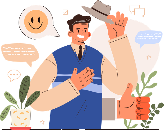 Man having good communication skill  Illustration