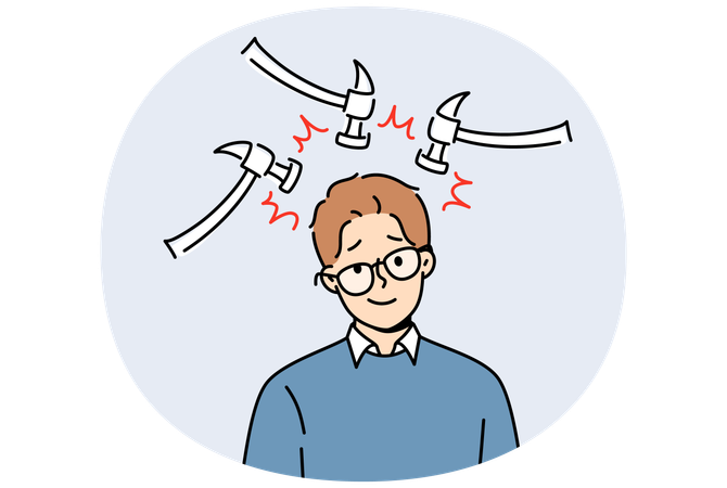 Man having head migraine  Illustration