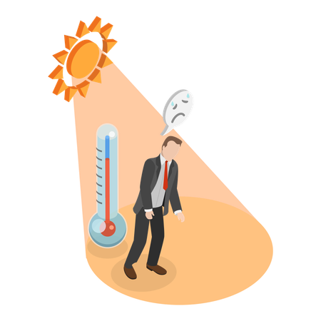 Man having heatstroke in summer  Illustration