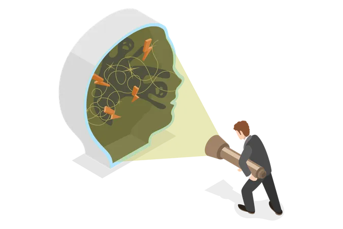 3 D Isometric Flat Vector Conceptual Illustration Of Hidden Fears Anxiety Disorder Illustration