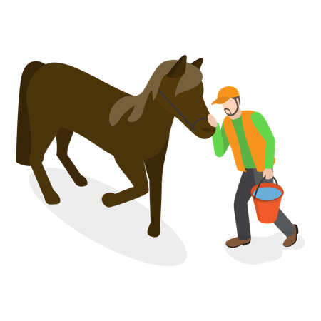 Man having hippotherapy  Illustration