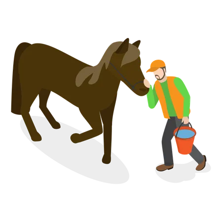 Man having hippotherapy  Illustration