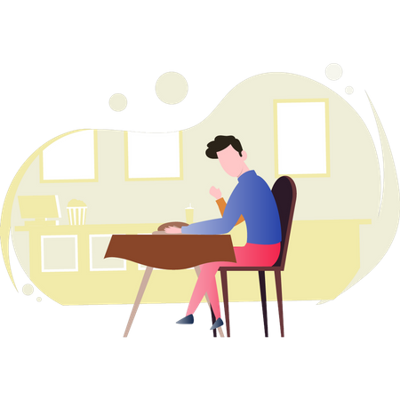 Man having his meal  Illustration