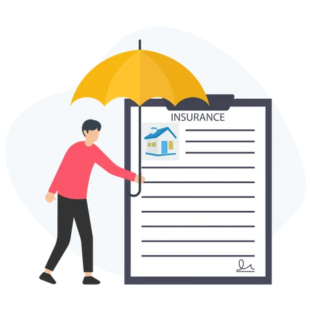 Man having House Insurance  Illustration