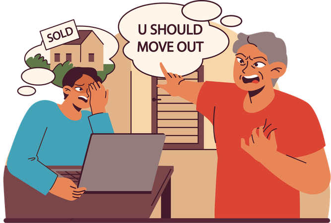 Man having Housing instability issue  Illustration