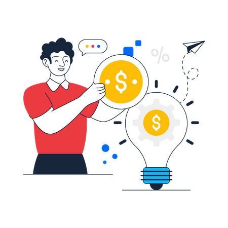 Man having idea for Making Money  Illustration