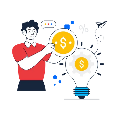 Man having idea for Making Money  Illustration