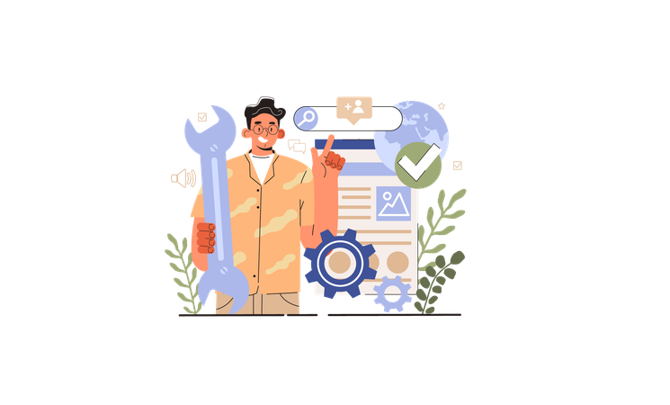 Man having Idea of search engine optimization  Illustration