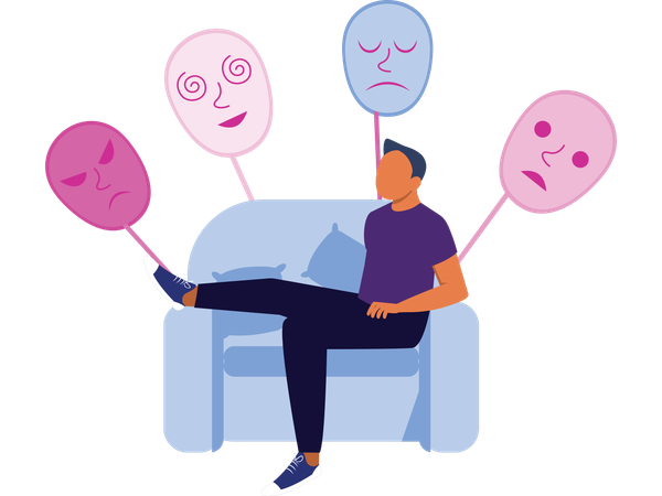 Man having identity issue  Illustration