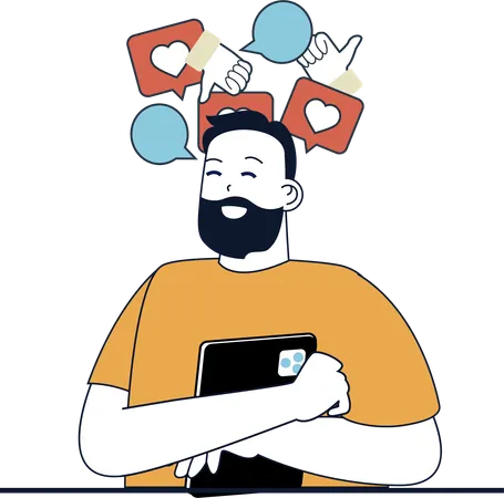 Man Having Internet Addiction  Illustration