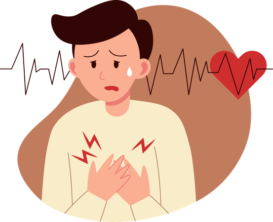 Man having Irreguler Pulse  Illustration