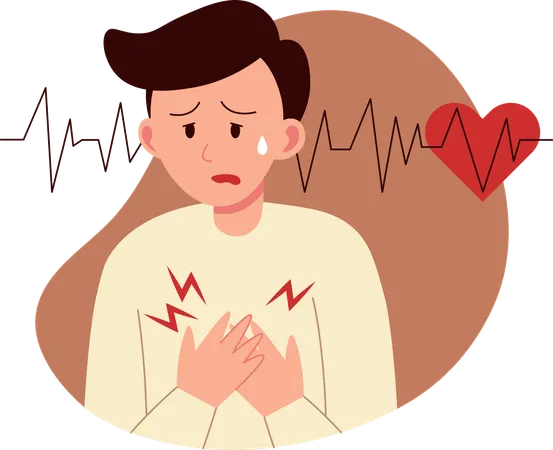 Man having Irreguler Pulse  Illustration