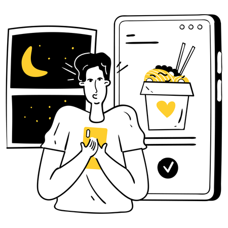 Man having late night craving  Illustration