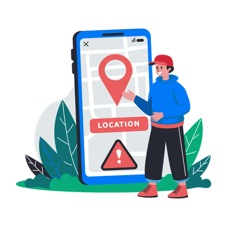 Man having location error problem  Illustration