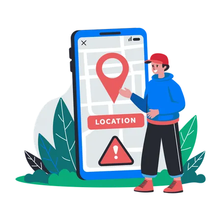 Man having location error problem  Illustration