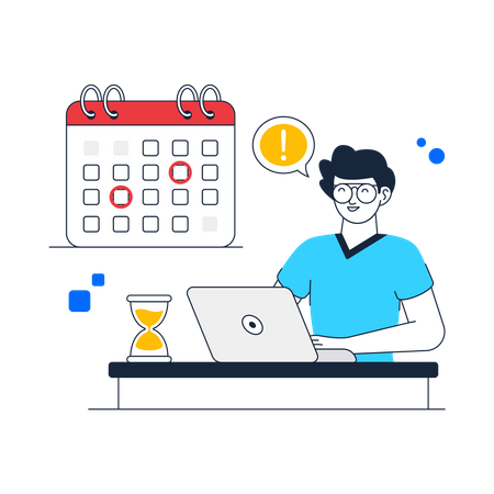 Man having Meeting Deadlines  Illustration