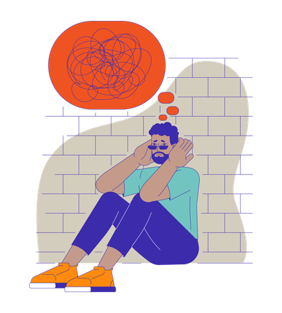 Man having Mental health crisis  Illustration