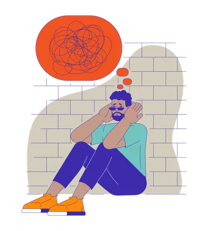 Man having Mental health crisis  Illustration