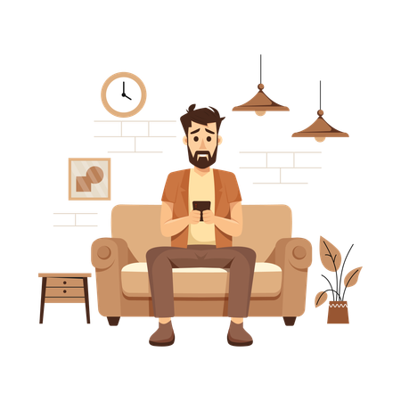 Man having Mobile user Addiction  Illustration