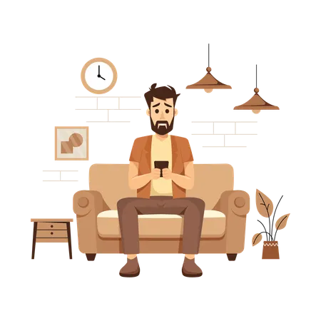 Man having Mobile user Addiction  Illustration