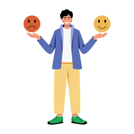 Man having mood swings  Illustration