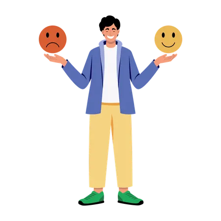 Man having mood swings  Illustration