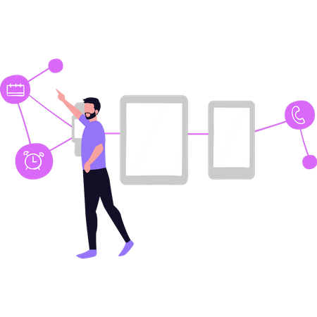 Man having  network connection  Illustration