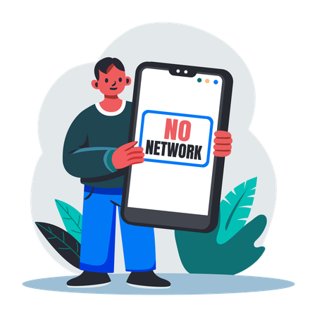 Man  Having No Network  Illustration