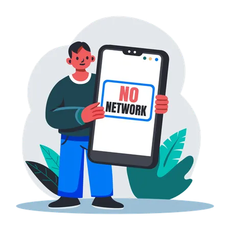 Man  Having No Network  Illustration