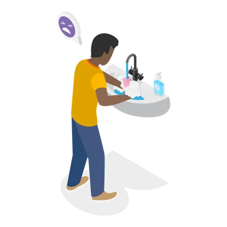 Man having  Obsessive-compulsive Disorder  Illustration