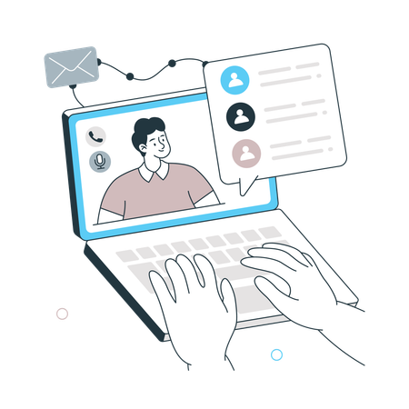 Man having online Meeting while Connection Technology  Illustration
