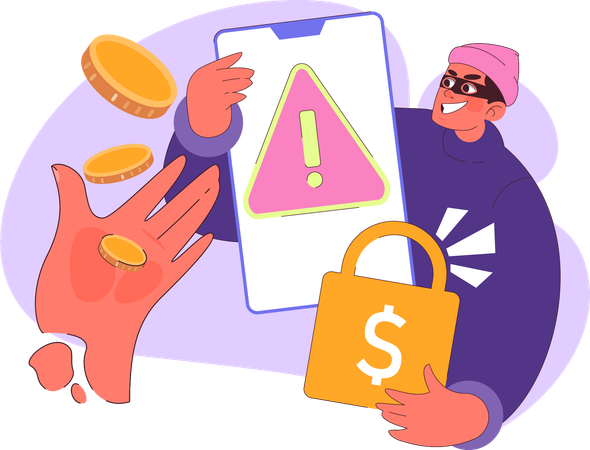 Man having online money alert  Illustration