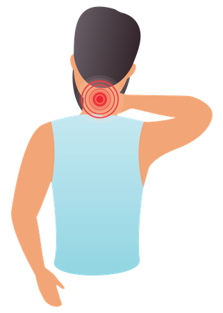 Man having pain behind neck  Illustration