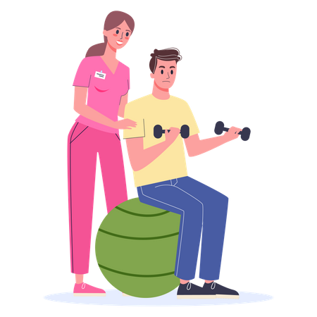 Man having physiotherapy  Illustration