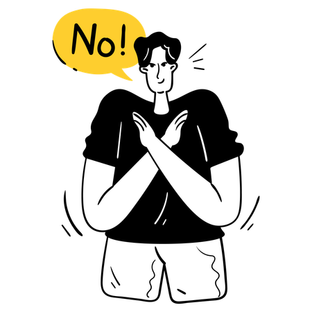 Man having Power of Saying No  Illustration