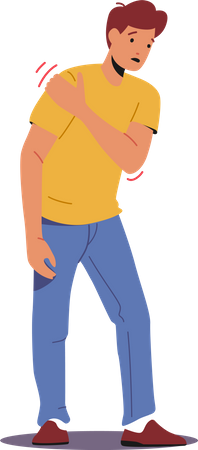 Man having problem with arms  イラスト