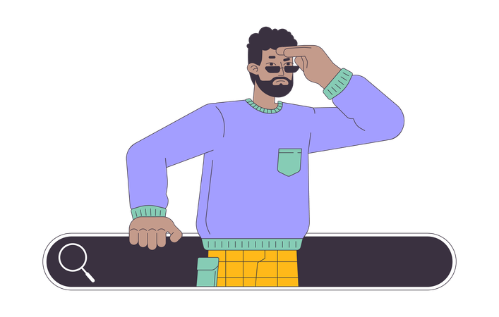 Man having problems with online search  Illustration