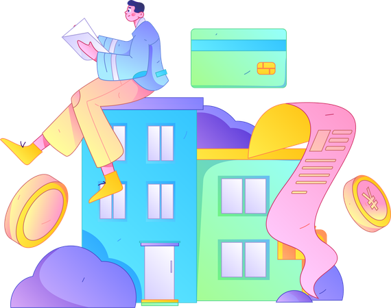Man having property purchase contract  Illustration