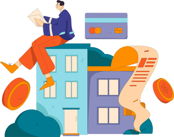 Man having property purchase contract  Illustration