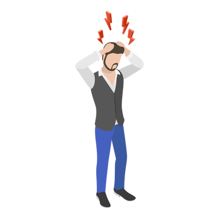 Man having PTSD Effects  Illustration