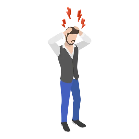 Man having PTSD Effects  Illustration