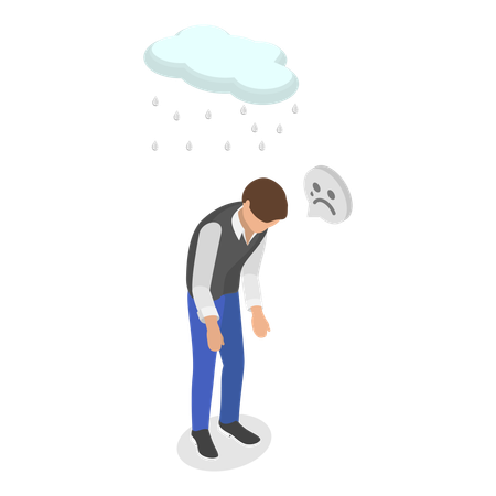 Man having Sad And Happy Mood  Illustration