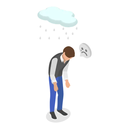 Man having Sad And Happy Mood  Illustration