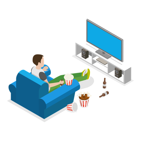 Man having sedentary lifestyle  Illustration