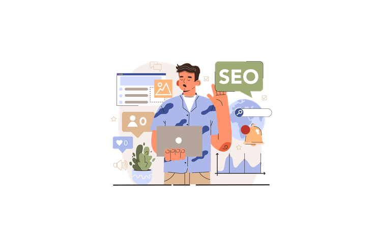 Man having seo Blog promotion mistake  Illustration