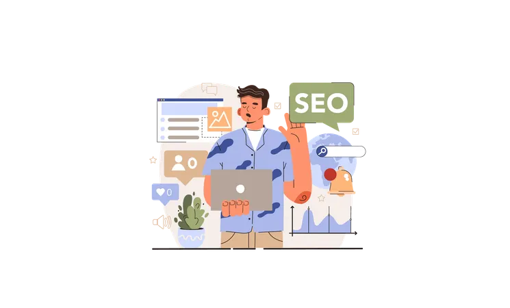 Man having seo Blog promotion mistake  Illustration