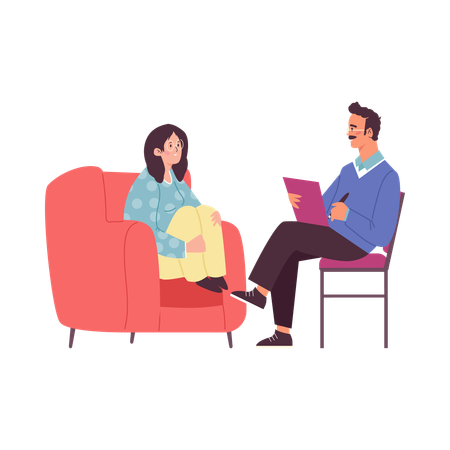 Man having session with psychologist  Illustration